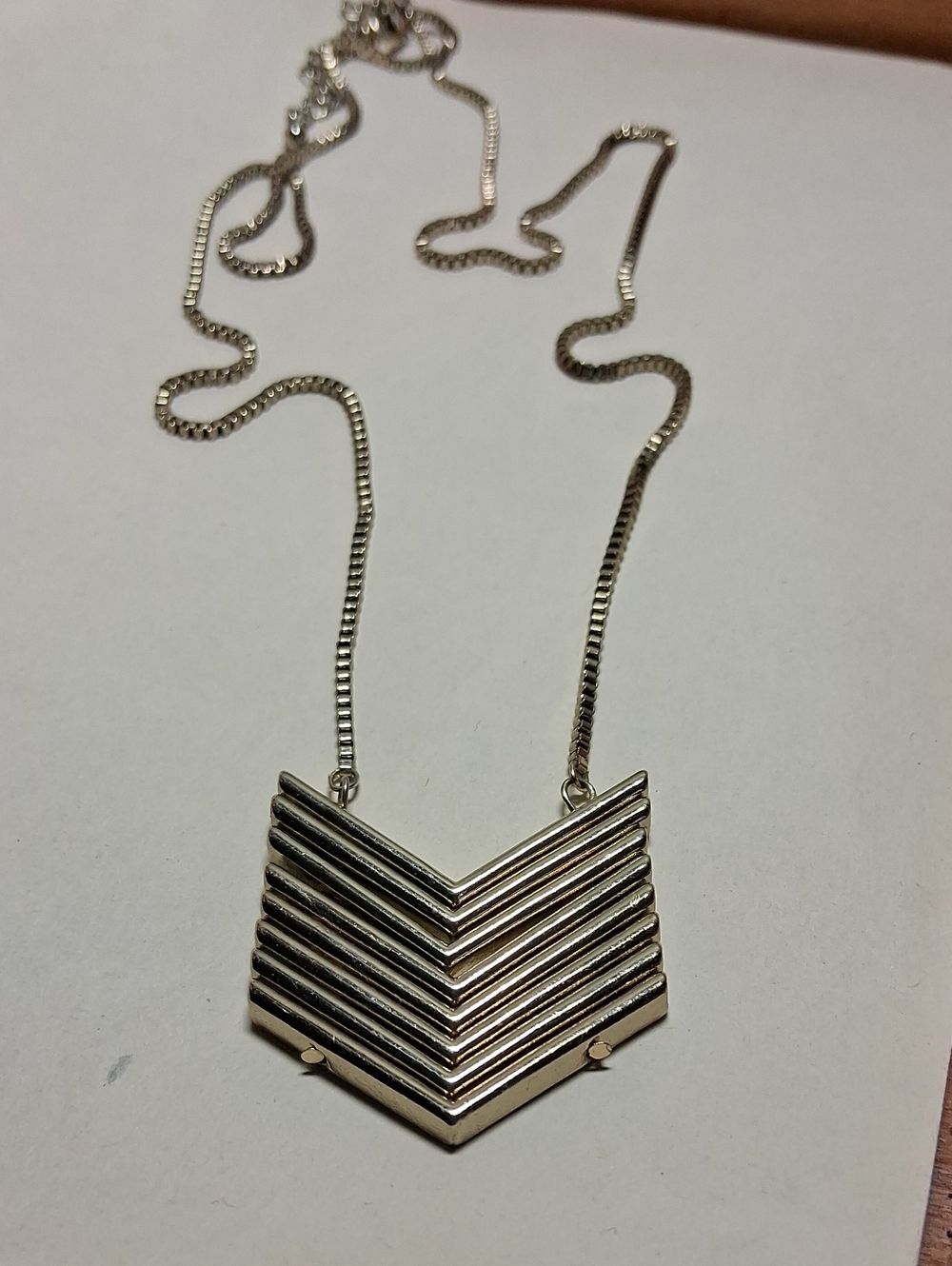 Layered Chevron Silver Pendant Necklace - Women's Jewelry